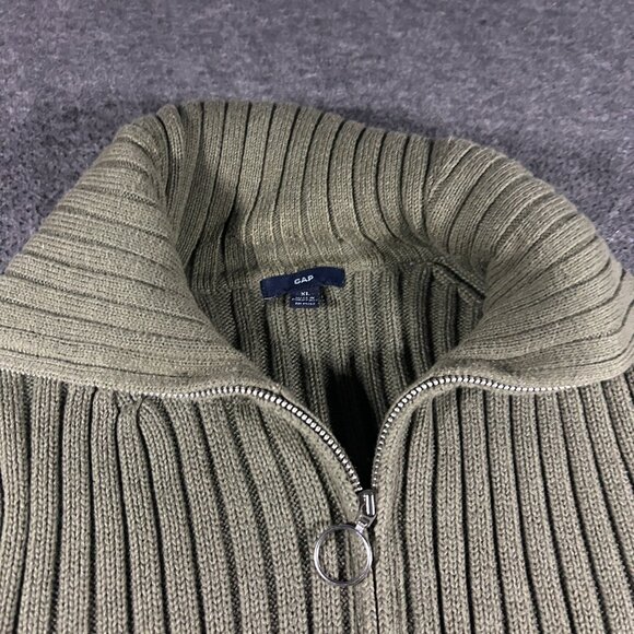 Vintage Gap Sweater Womens Size XL Green Ribbed Full Zip Mock Neck 90s Y2K 2002 - Picture 8 of 14
